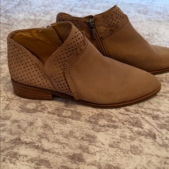 Lucky Brand Taupe Perforated Leather Ankle Booties - Picture 3 of 7